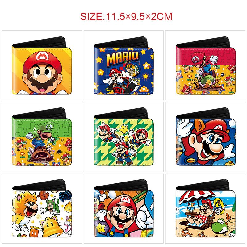 Кошелёк MC с полноцветным принтом Super Mario, двойного сложения, PU-кожа, 11,5 × 9,5 × 2 см