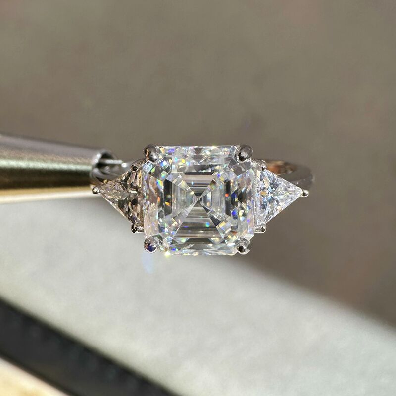 Кольцо YUDIYIR Jewelry из серебра 925 с квадратным камнем огранки ашер 10×10 мм, муассанит 5 карат или фианит