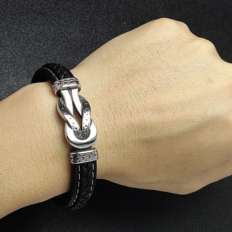 Мужской кожаный браслет MOZO FASHION со знаком бесконечности, сталь и микрофибра, ремешок 12×6 мм