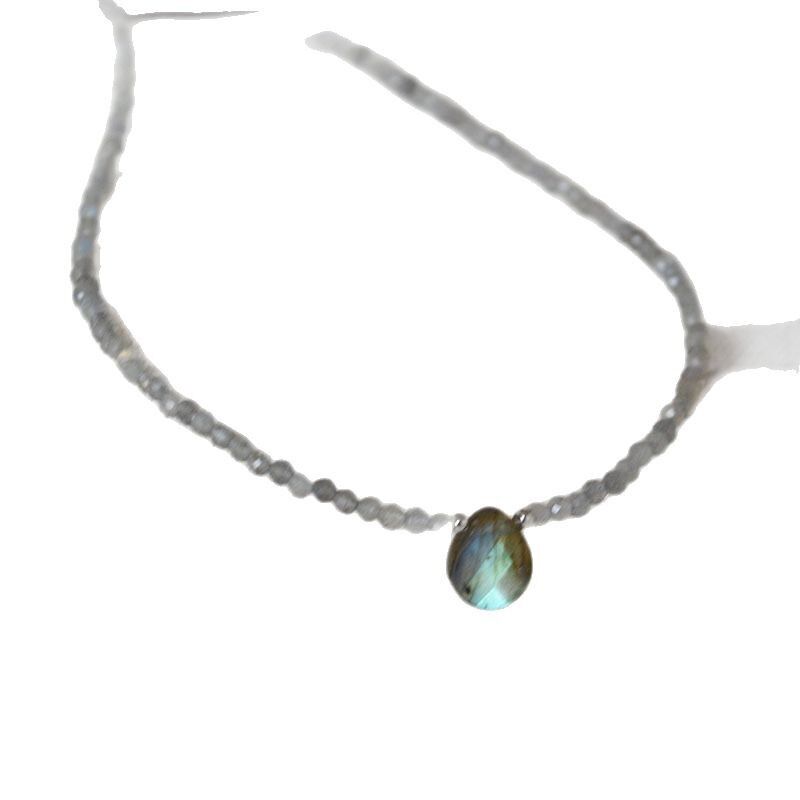 Колье Miya Sophia Jewelry из лабрадорита с подвеской-каплей, бусины, 40 см + удлинитель 5 см