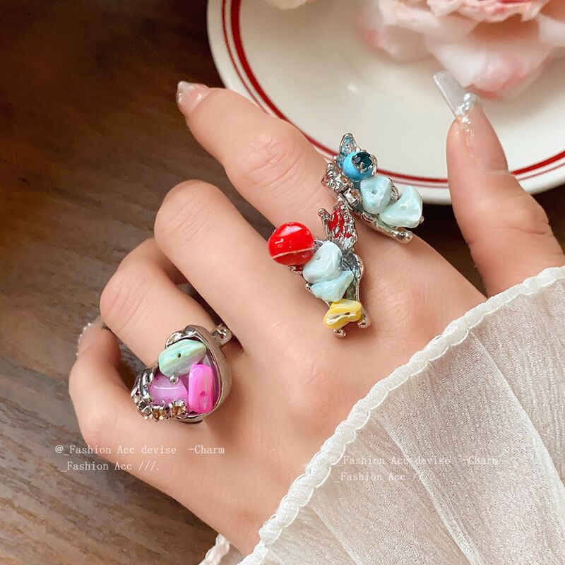Открытое кольцо Kaitin Jewelry с цветком из ракушки и стразами, регулируемое, голубое или розовое