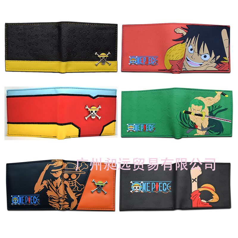 Кошелёк короткий с принтом аниме One Piece: Луффи, Зоро, Чоппер, искусственная кожа, 11,5×9 см