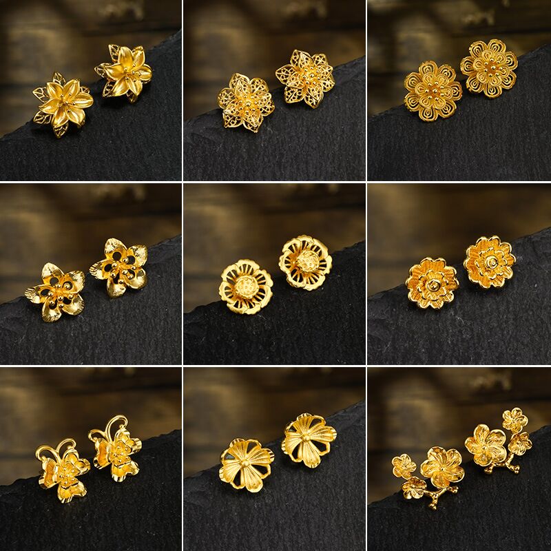 Серьги-гвоздики «Цветы» Xuping Jewelry, медь с золотистым покрытием, романтичный винтажный стиль