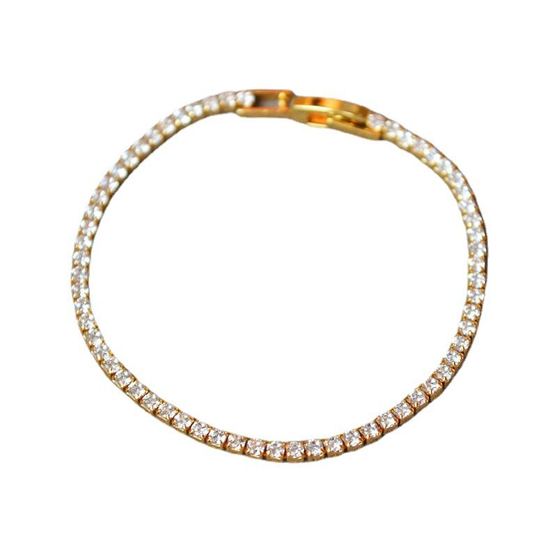 Тонкий теннисный браслет Miya Sophia Jewelry с цирконами, латунь с позолотой, 16 или 17 см