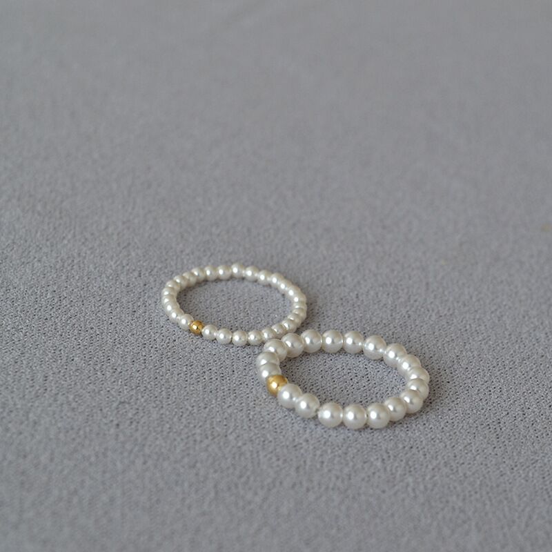 Кольцо Miya Sophia Jewelry с искусственным жемчугом и бусинами 14K Gold-Filled, тонкое, 2 или 3 мм