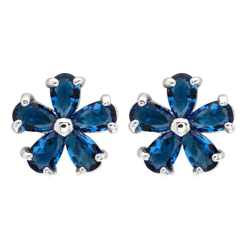 Серьги-гвоздики Tsunami Jewelry «Цветок-капля» с фианитами AAA, медный сплав с покрытием, 1,1 см