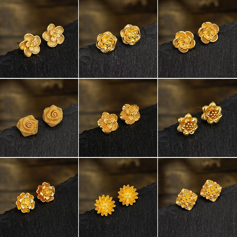 Серьги-гвоздики «Цветы» Xuping Jewelry, медь с золотистым покрытием, романтичный винтажный стиль