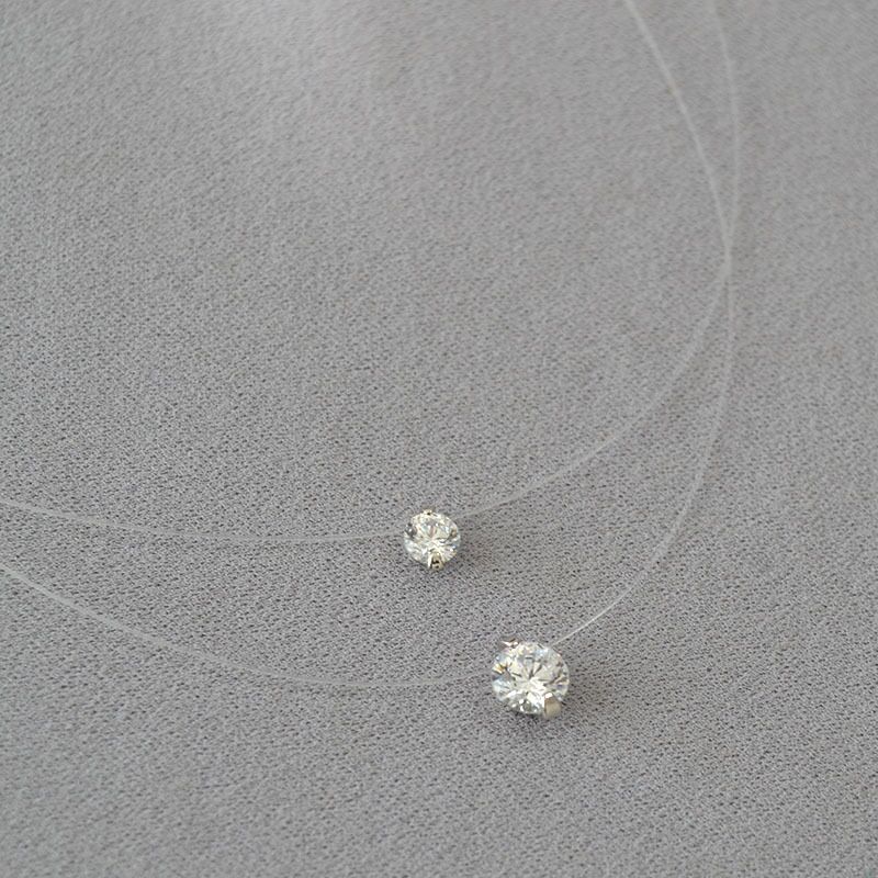 Колье Miya Sophia Jewelry на невидимой леске с цирконом 5A, родиевое покрытие, 41 см + удлинитель 5 см