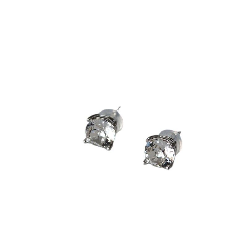 Серьги-пусеты Miya Sophia Jewelry с блестящим кристаллом около 8 мм, медь с позолотой, швенза из серебра 925
