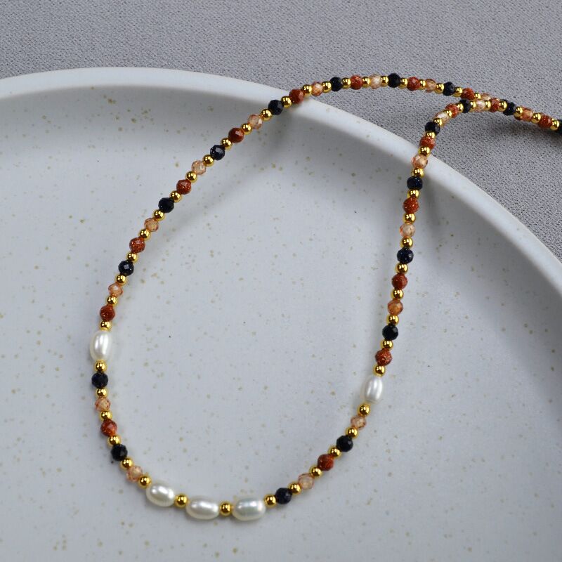 Колье или браслет Miya Sophia Jewelry с пресноводным барочным жемчугом и авантюриновым стеклом, ручная работа