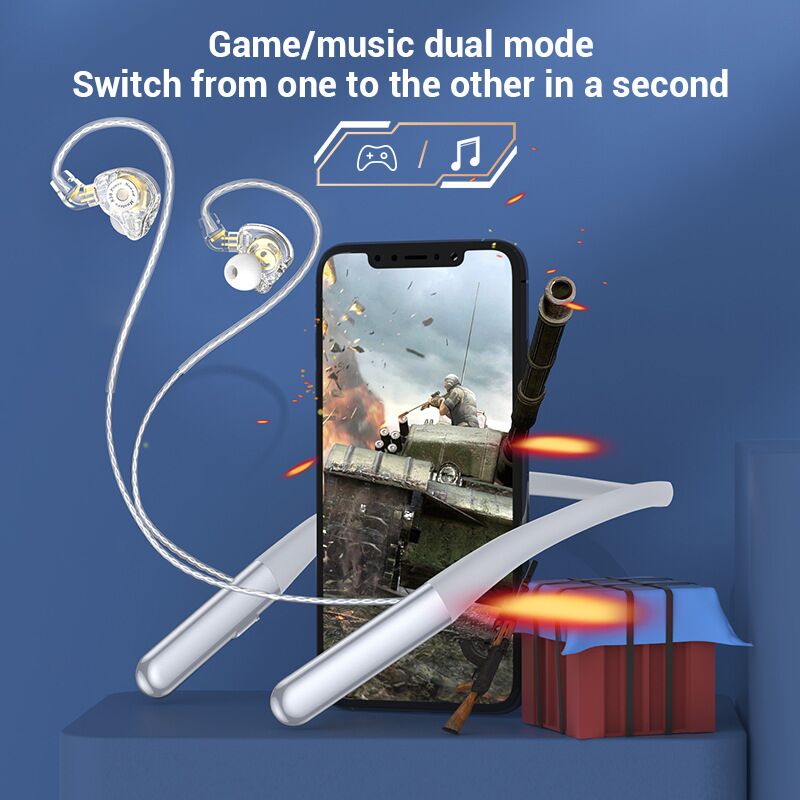 Наушники на шею GE018, металлический корпус, объёмный звук, Bluetooth и проводной режим Type-C