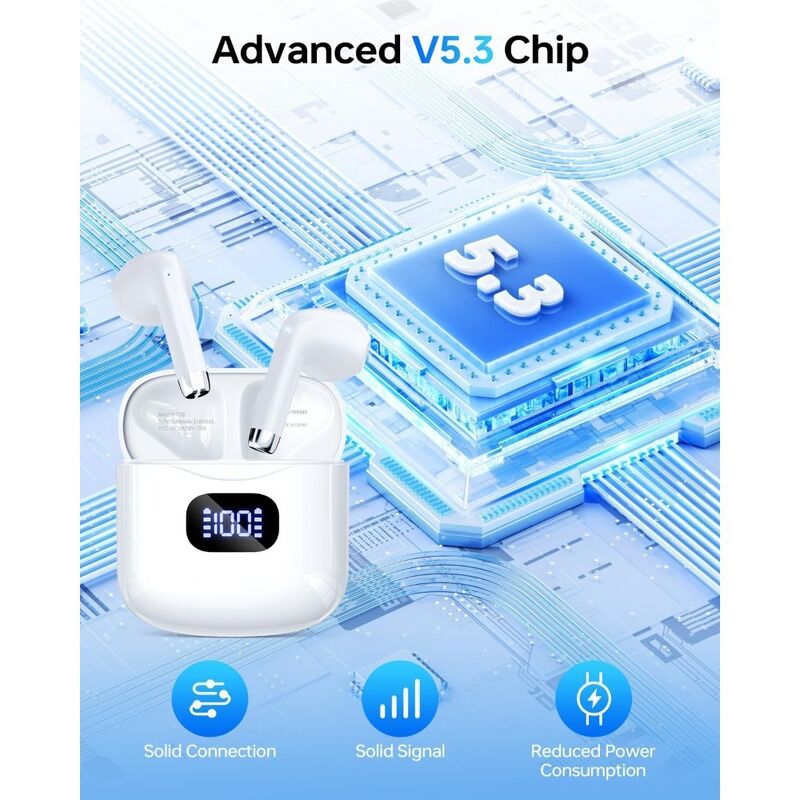Беспроводные наушники-вкладыши TWS Bluetooth 5.4, до 40 ч с кейсом, IPX5, подключение двух телефонов