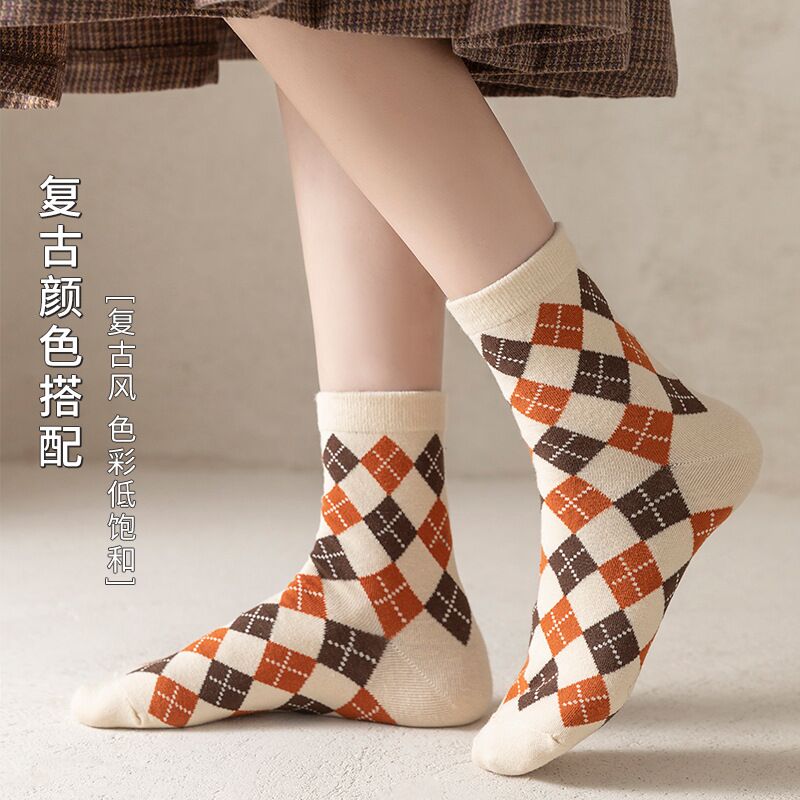 Носки женские Tianchuan средней высоты с цветочным узором, хлопок, впитывающие пот, всесезонные