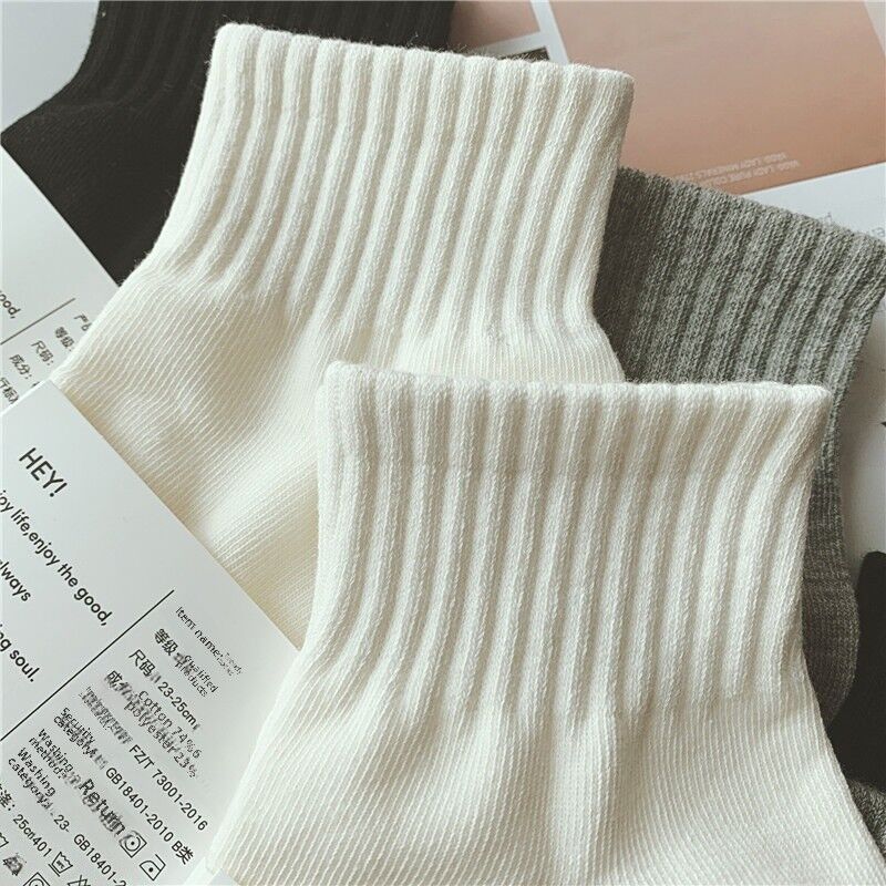 Короткие спортивные носки Qiaoshanu унисекс, низкие, однотонные, белые, чёрные, серые