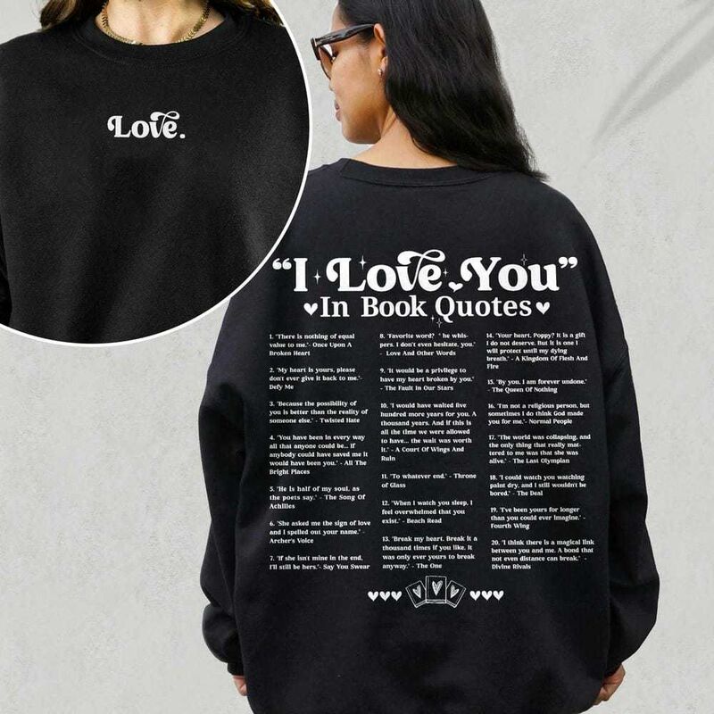 Худи с принтом «Different Ways to Say I Love You» из книжных цитат, свободный крой, XS–XXXL