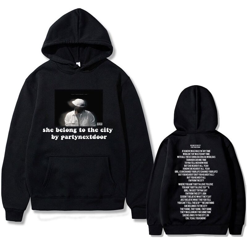 Винтажный свитшот оверсайз Qimengyang с принтом PartyNextDoor, 100% хлопок, круглый вырез