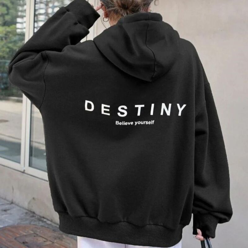 Худи унисекс Black Destiny с принтом, утеплённое начёсом, свободный крой