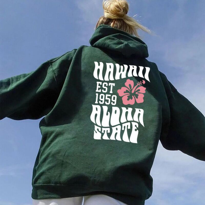 Свитшот HOOK ON YOU с принтом Aesthetic Hawaii Aloha State, спущенное плечо, свободный крой