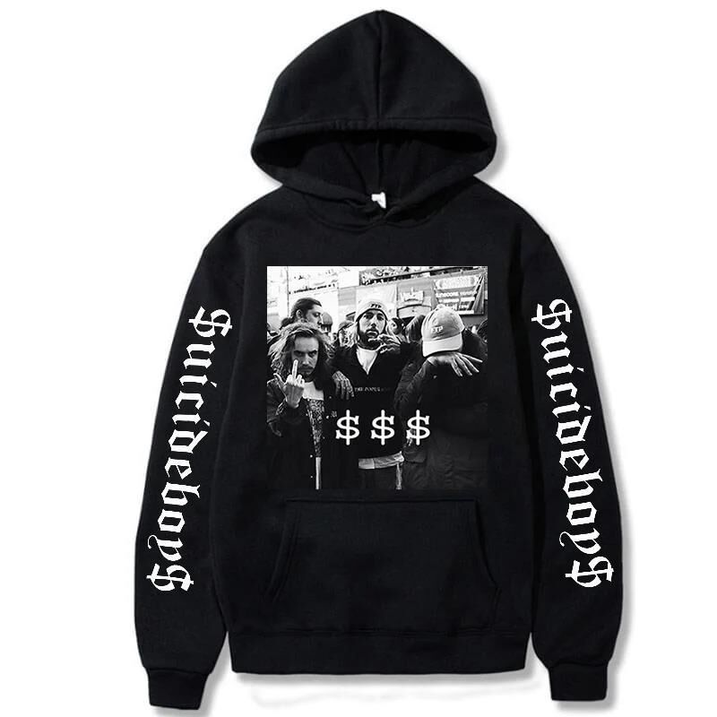 Свитшот Qimengyang с принтом Suicideboys, длинный рукав, 100% хлопок, круглый вырез