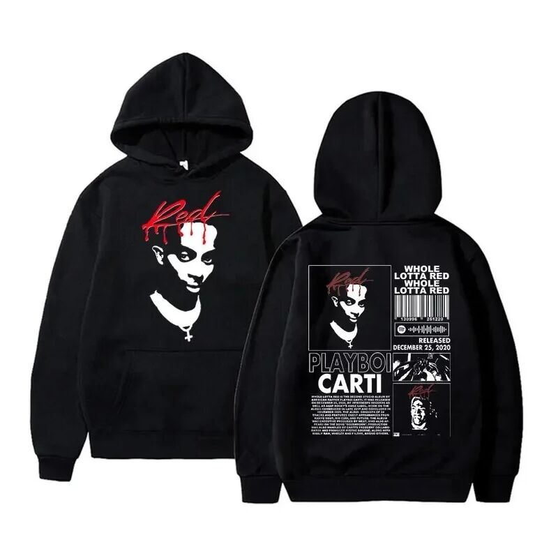 Худи Qimengyang с принтом Playboi Carti Red Album, хлопок, унисекс, капюшон