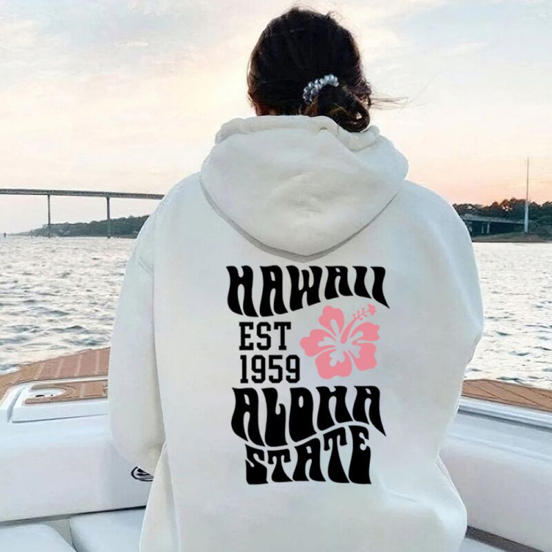 Свитшот HOOK ON YOU с принтом Aesthetic Hawaii Aloha State, спущенное плечо, свободный крой