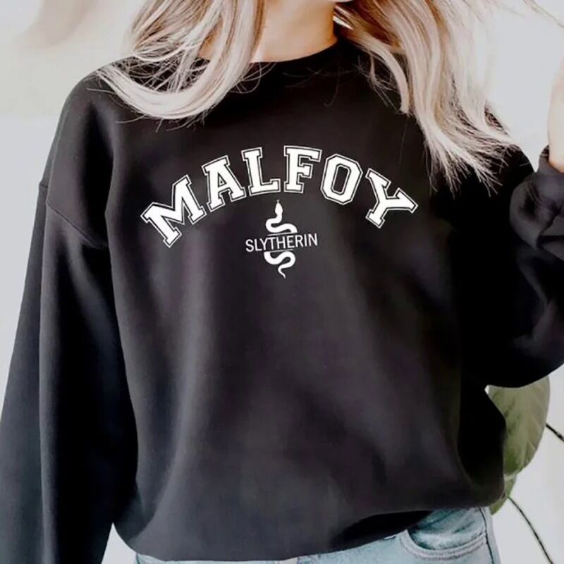 Худи женское Malfoy с надписью, свободный крой, длинный рукав, полиэстер