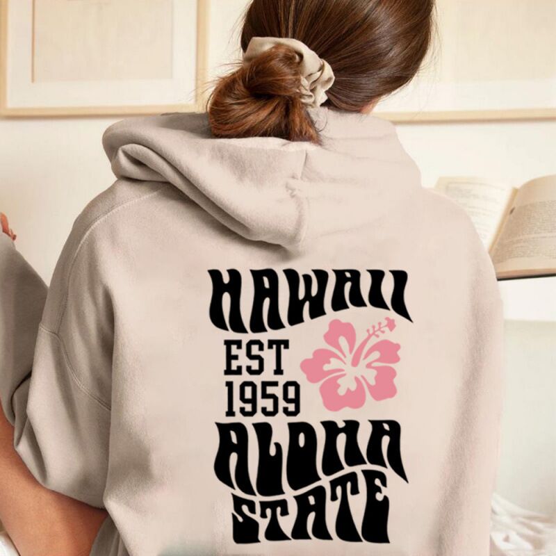 Свитшот HOOK ON YOU с принтом Aesthetic Hawaii Aloha State, спущенное плечо, свободный крой