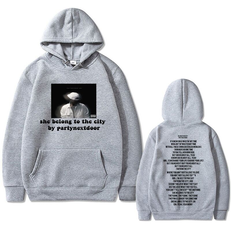 Винтажный свитшот оверсайз Qimengyang с принтом PartyNextDoor, 100% хлопок, круглый вырез