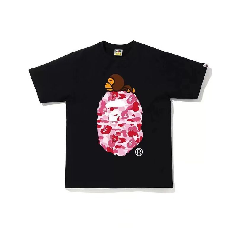Футболка KOBPT оверсайз с мультяшным принтом обезьяны в стиле Bape, хлопок, унисекс