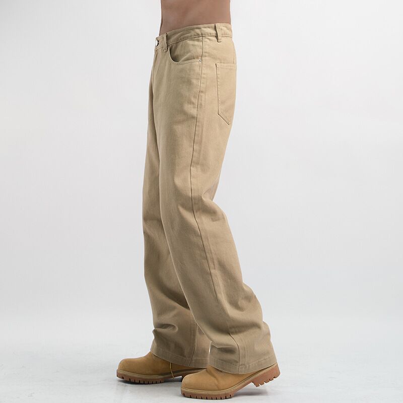 Джинсы мужские хаки прямые свободные, стираные, американский винтаж workwear, осень–зима