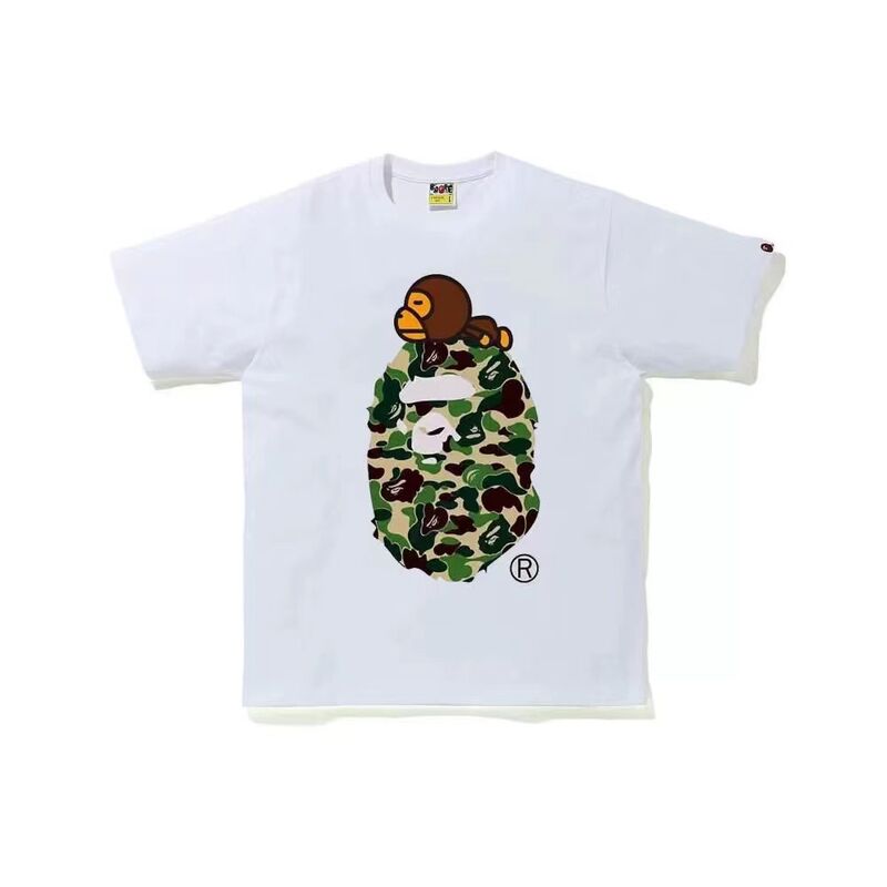 Футболка KOBPT оверсайз с мультяшным принтом обезьяны в стиле Bape, хлопок, унисекс