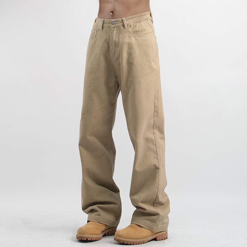 Джинсы мужские хаки прямые свободные, стираные, американский винтаж workwear, осень–зима