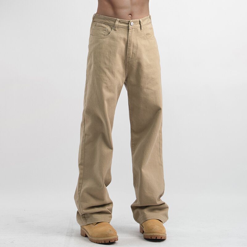 Джинсы мужские хаки прямые свободные, стираные, американский винтаж workwear, осень–зима