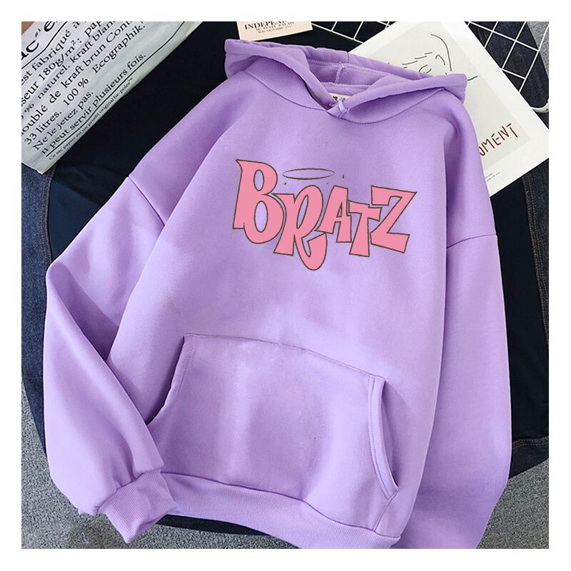 Худи унисекс Bratz с буквенным принтом, осень–зима, свободный крой, капюшон, XS–3XL