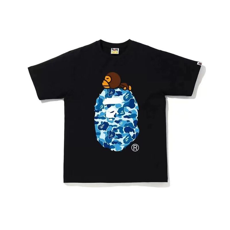 Футболка KOBPT оверсайз с мультяшным принтом обезьяны в стиле Bape, хлопок, унисекс