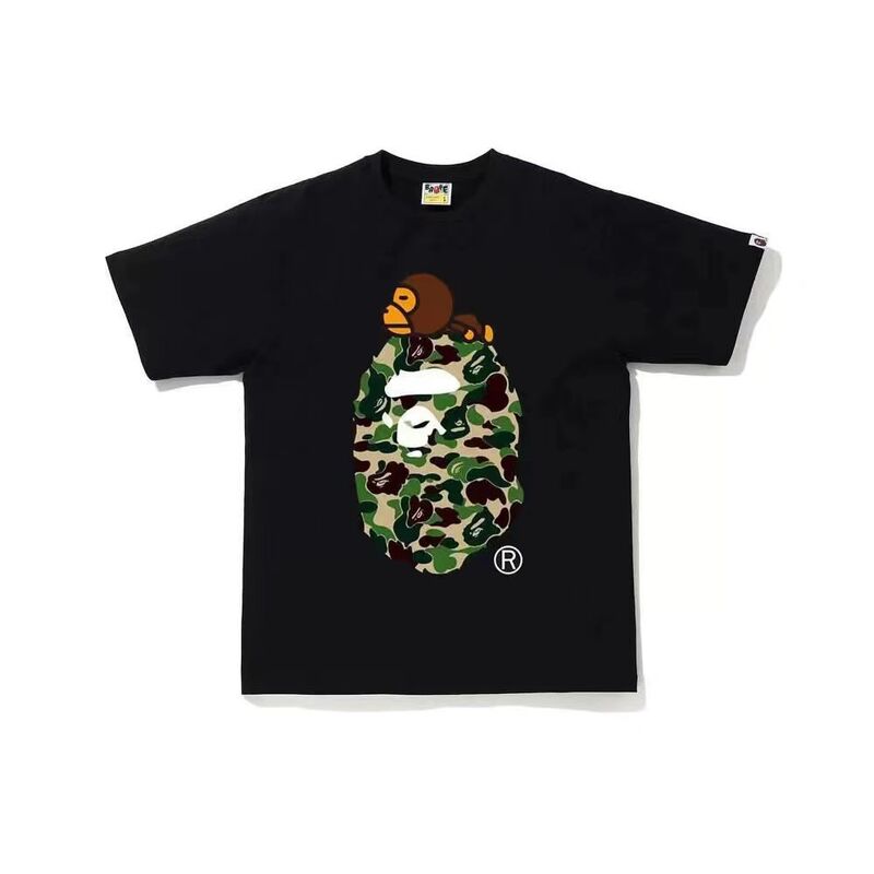 Футболка KOBPT оверсайз с мультяшным принтом обезьяны в стиле Bape, хлопок, унисекс