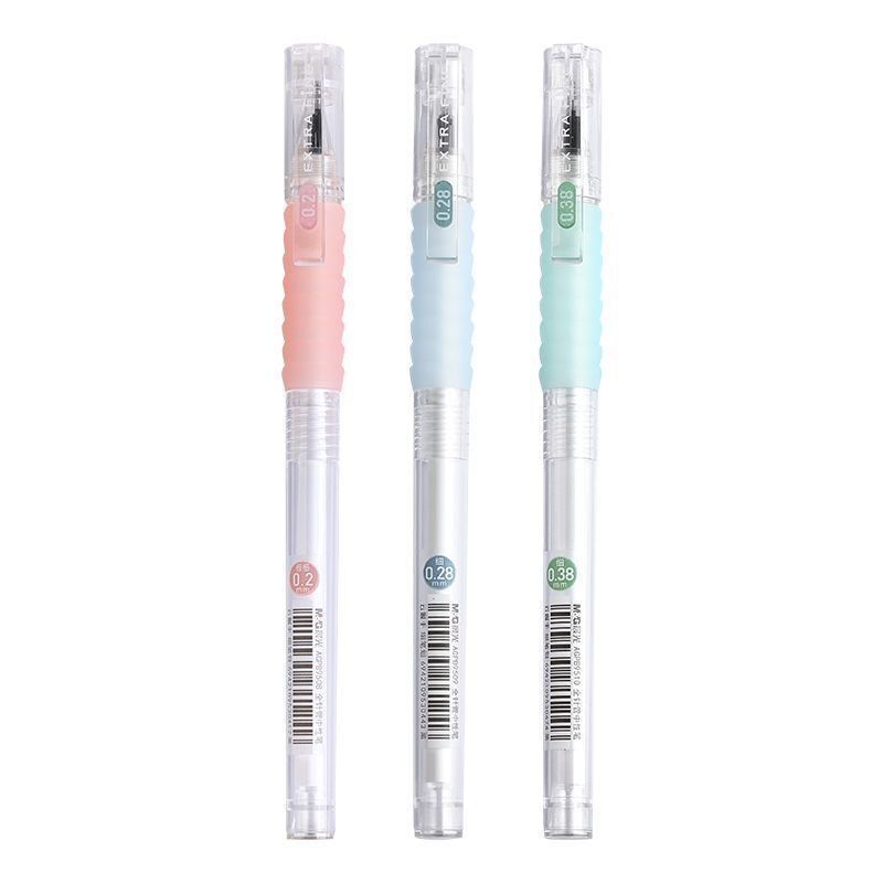 Гелевая ручка B9508/B9509/B9510 с игольчатым наконечником 0,2/0,28/0,38 мм, мягкий грип, чёрная