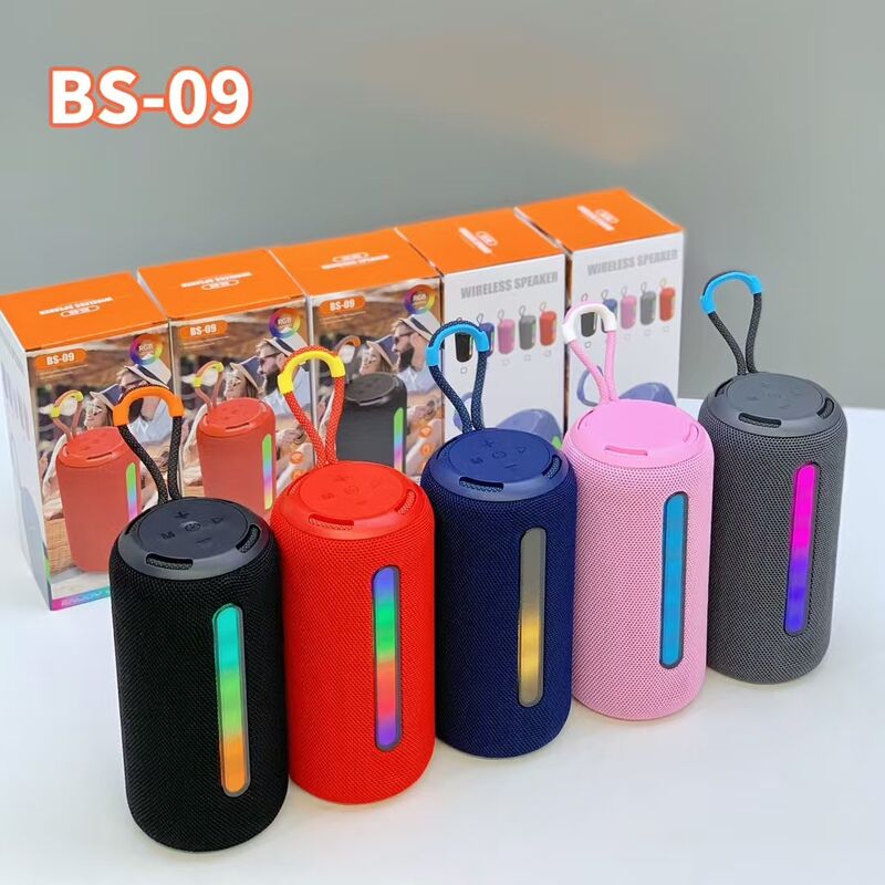 Портативная Bluetooth-колонка BS-09 с RGB-подсветкой и тканевой сеткой, два динамика, 10 Вт, Bluetooth 5.3