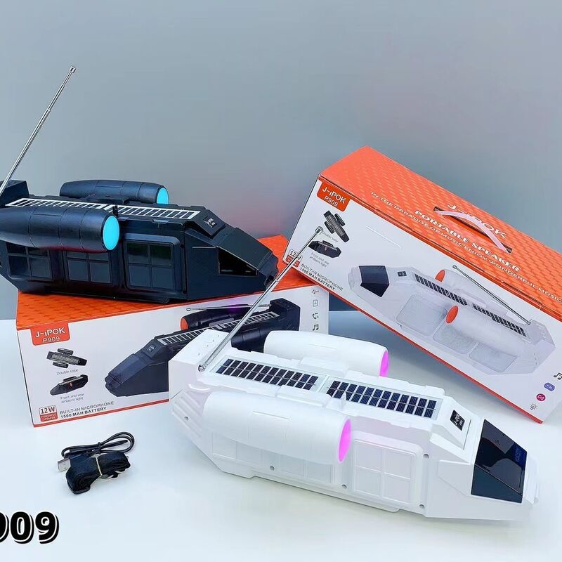 Bluetooth-колонка P-909 в форме космического шаттла, две солнечные панели, FM-радио, подсветка, 12 Вт