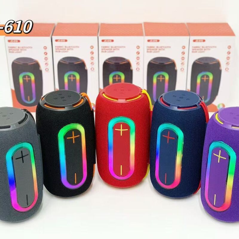 Портативная Bluetooth-колонка JC-610 с ручкой и RGB-подсветкой, два динамика, 10 Вт, Bluetooth 5.3, слот для карт