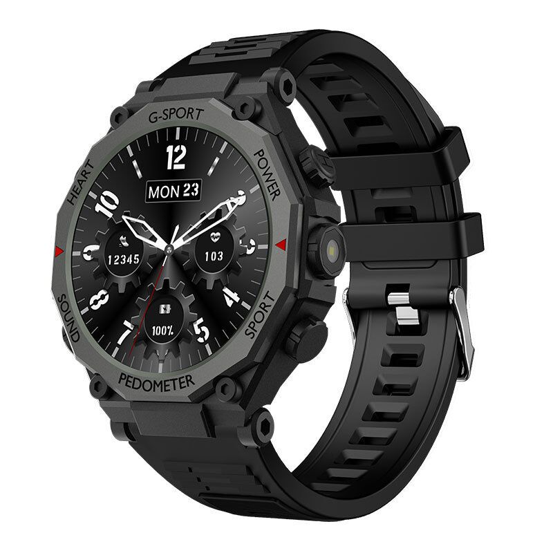 Мужские смарт-часы Laxasfit GT6 Pro с фонариком, круглый экран 1,52″, звонки по Bluetooth, 220 мА·ч