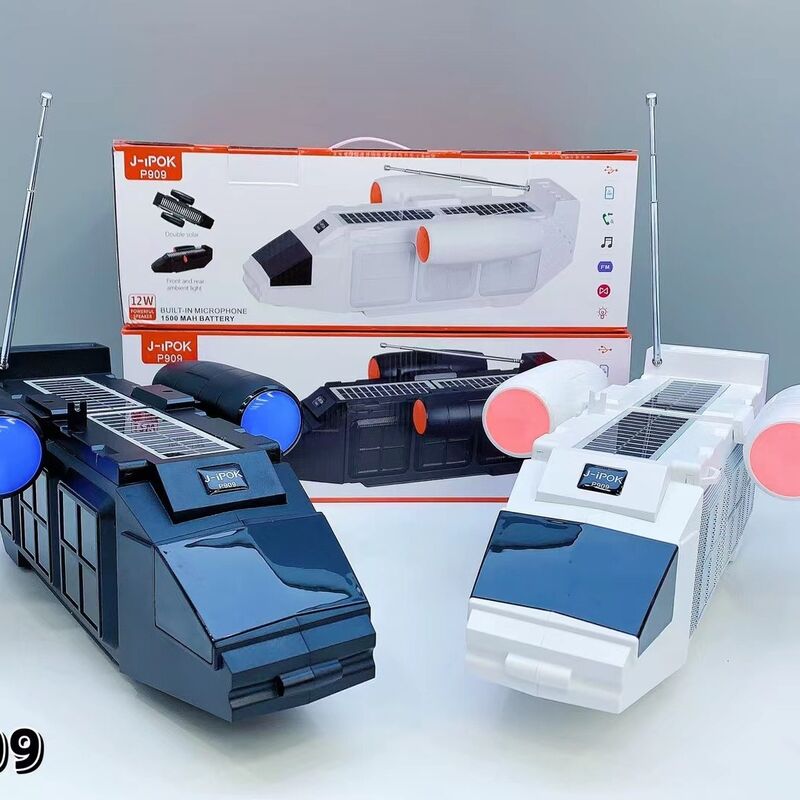 Bluetooth-колонка P-909 в форме космического шаттла, две солнечные панели, FM-радио, подсветка, 12 Вт