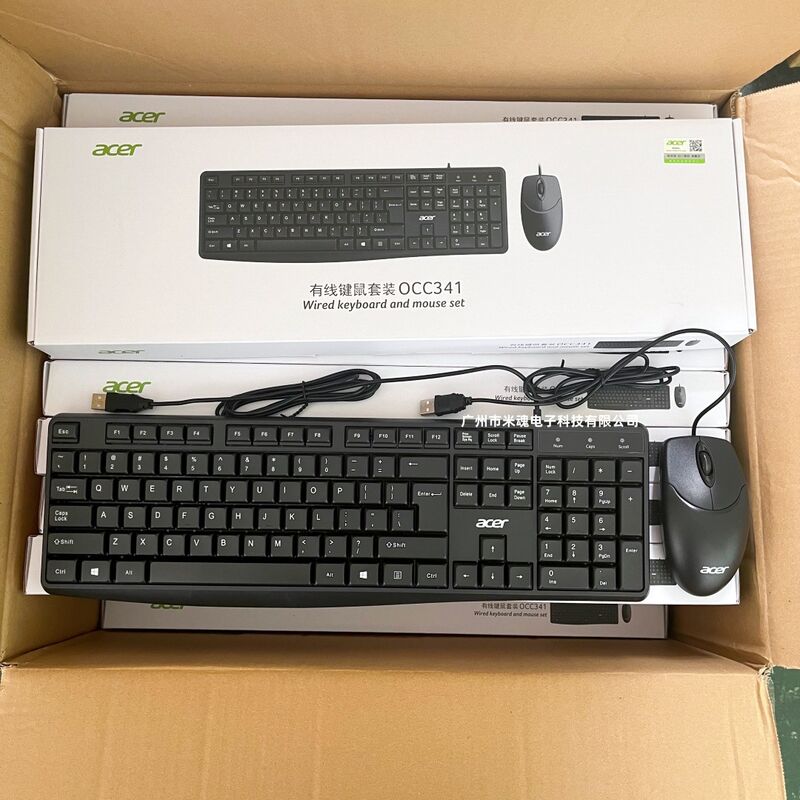 Проводной комплект клавиатура и мышь Acer OCC341, USB, 1000 dpi, кабель 1,35 м, для ПК и ноутбука