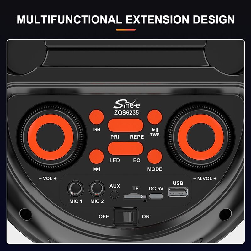 Караоке-колонка SING-E ZQS6235 с микрофоном, 2 динамика 6,5 дюйма, 30 Вт, Bluetooth 5.0, пульт ДУ, подсветка