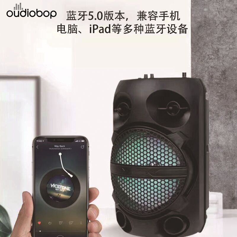 Bluetooth-колонка Oudiobop BK-80 для дома, усиленный бас, 30 Вт, Bluetooth 5.3, аккумулятор 4000–6000 мА·ч