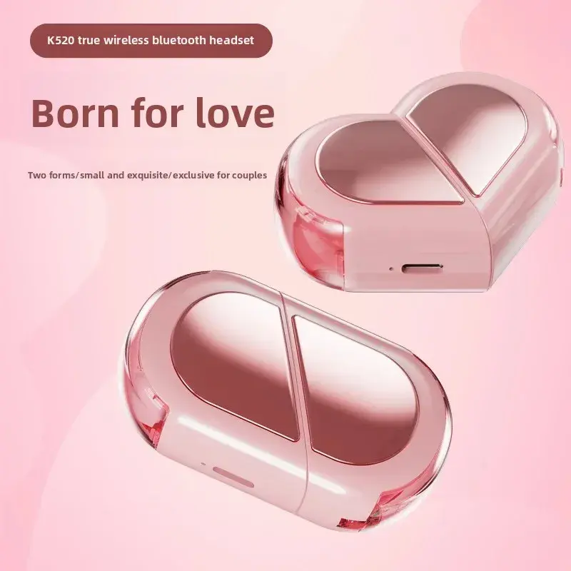 Bluetooth-наушники K520/K521 TWS в футляре в виде сердца, компактные, стерео