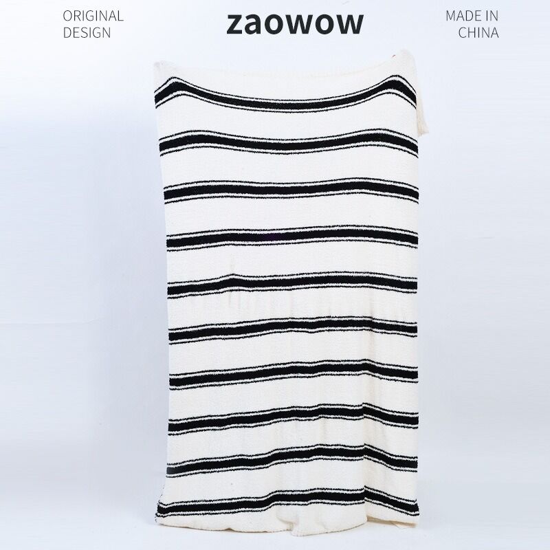 Двусторонний плед Zwow в полоску, полуплюш, для дивана, кровати и дневного сна, 120×170 см