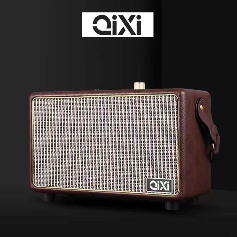 Портативная Bluetooth-колонка QIXI SK2025 с ручкой, динамик 4″, радио, слот для карт TF, коричневая