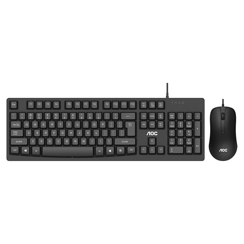 Проводной комплект клавиатура и мышь AOC KM151 для офиса, USB, 1600 dpi, для ноутбука, моноблока и ПК