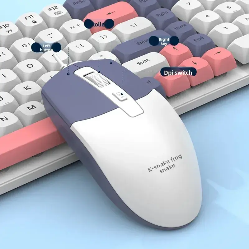 Проводной комплект клавиатура и мышь Viper KM100, механический отклик, двухцветный дизайн, USB, 1200 dpi